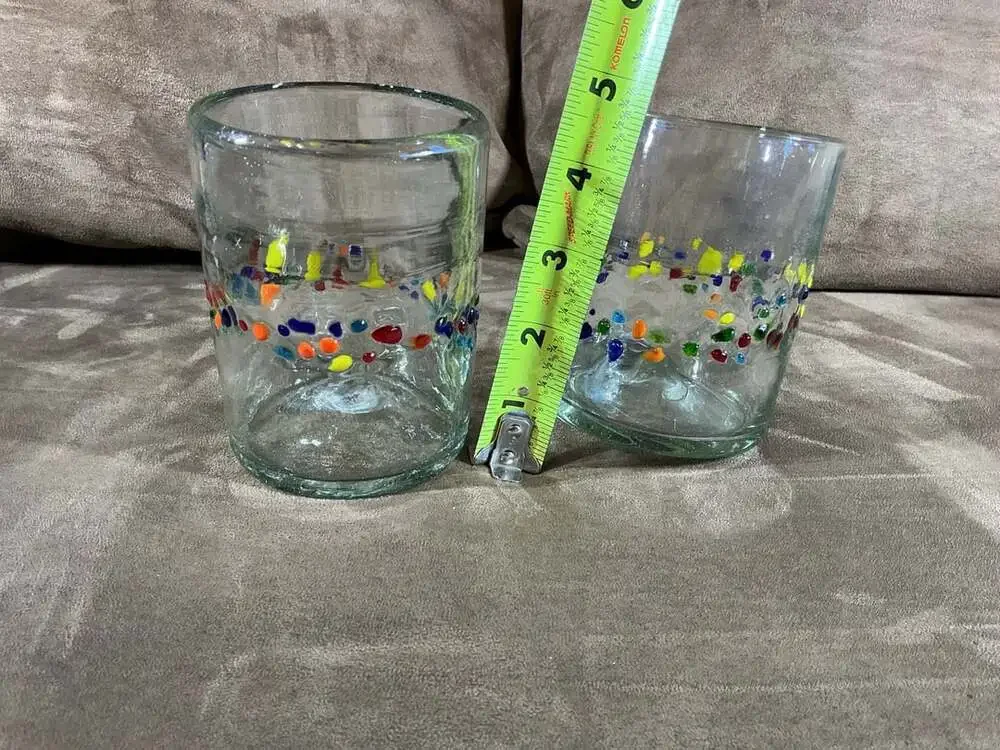 Mexican Hand Blown Glass Tumbler Confetti Soiree